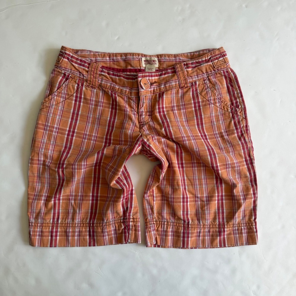 Mossimo Supply Co Orange Plaid Shorts Y2K Kidcore Twee Tweemo Alt boho cotton 3